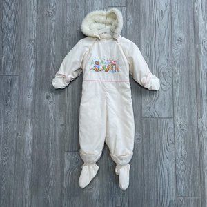 TIDY KINS TIDYKINS Vintage Embroidered Squirrels Snow Suit Sz 12-18 Mos Sweet!